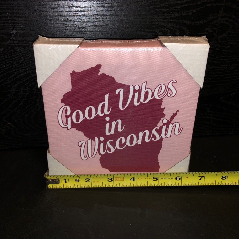 State of Wisconsin Good Vibes Canvas Wall Art